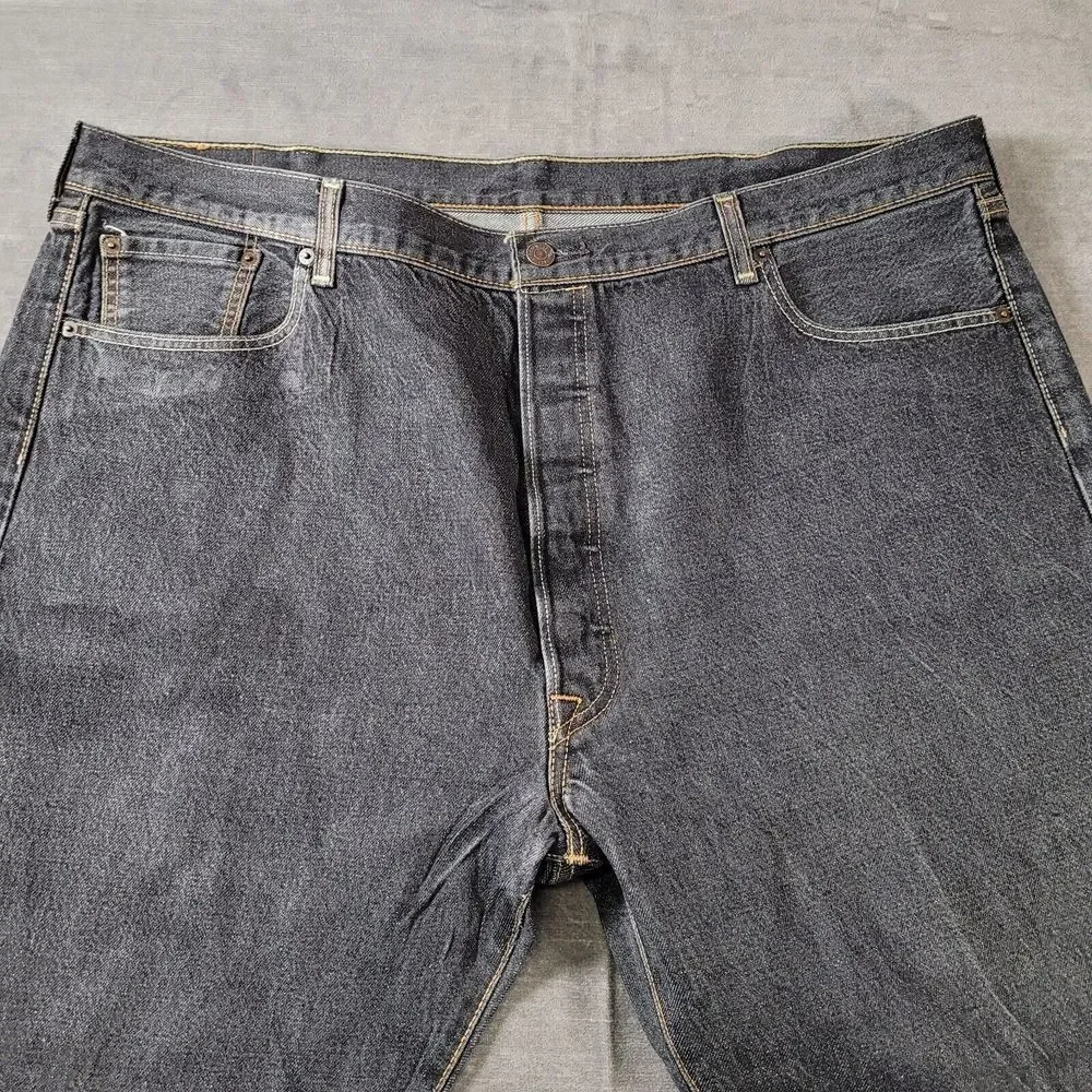 Levis 501 Button Fly Faded‎ Black Baggy Jeans Actual Size 43 x 26 Flawed